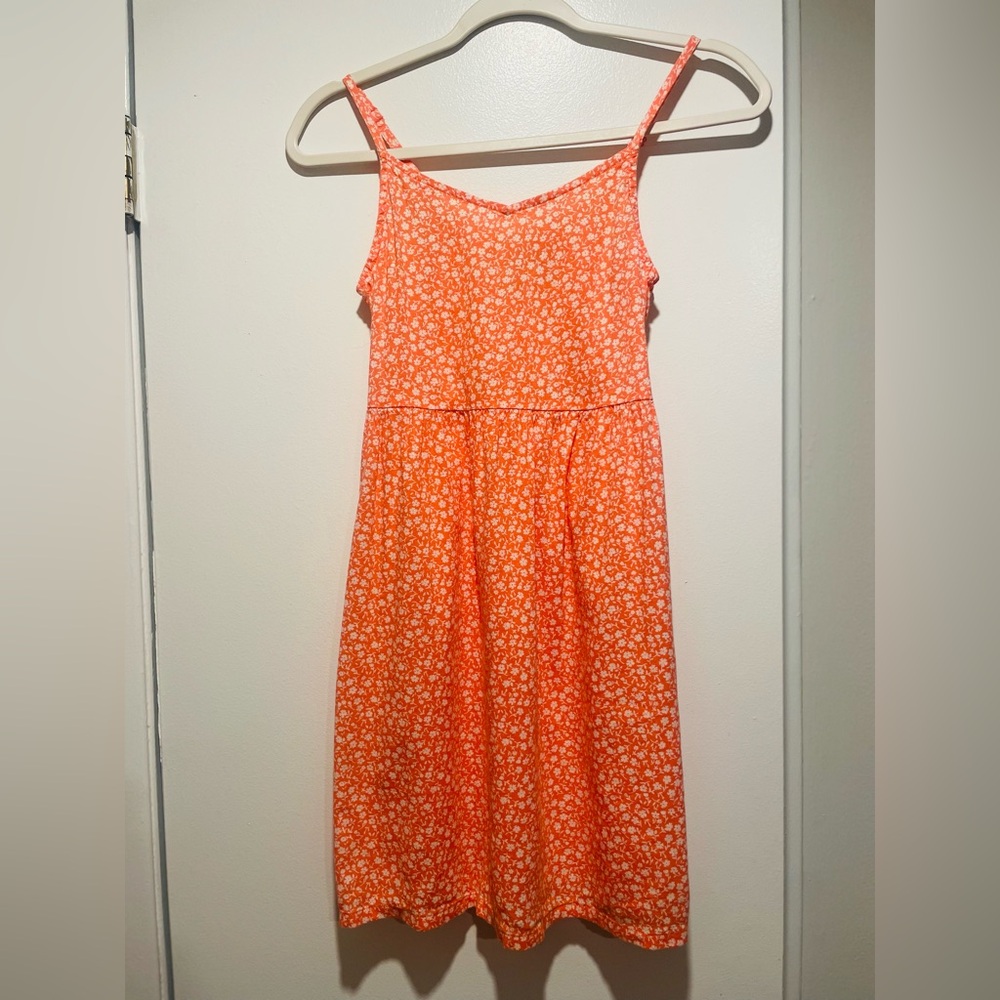 NWOT Old Navy Spaghettii Strap Floral Orange Kids Dress
